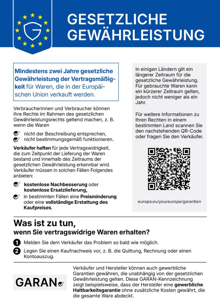 Label für die gesetzliche Gewährleistung